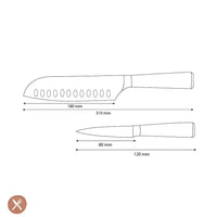 Couteaux Shinrai - Coffret de 2 couteaux en résine époxy saphir à motif damassé - Santoku + couteau d'office