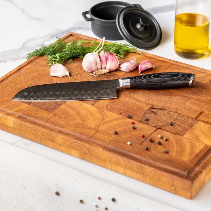 Shinrai Knives - Damast Pakka Wood 2-delige Messenset - Koksmes + Santoku mes Messenset Shinrai Knives 