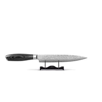 Couteaux Shinrai - Coffret de 6 couteaux en bois de Damas Pakka + bloc à couteaux - Coffret de couteaux rotatifs avec bloc - Couteaux Shinrai