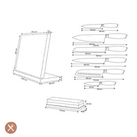 Couteaux Shinrai - Coffret de 6 couteaux en bois de Damas Pakka + bloc à couteaux + pierre à aiguiser