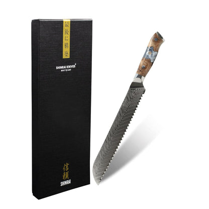 Couteaux Shinrai - Série Eclipse - Couteau à pain Damas 20 cm