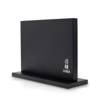 Couteaux Shinrai - Coffret de 5 couteaux en acier damassé martelé BR + bloc magnétique double face - Coffret de couteaux noirs avec bloc Shinrai