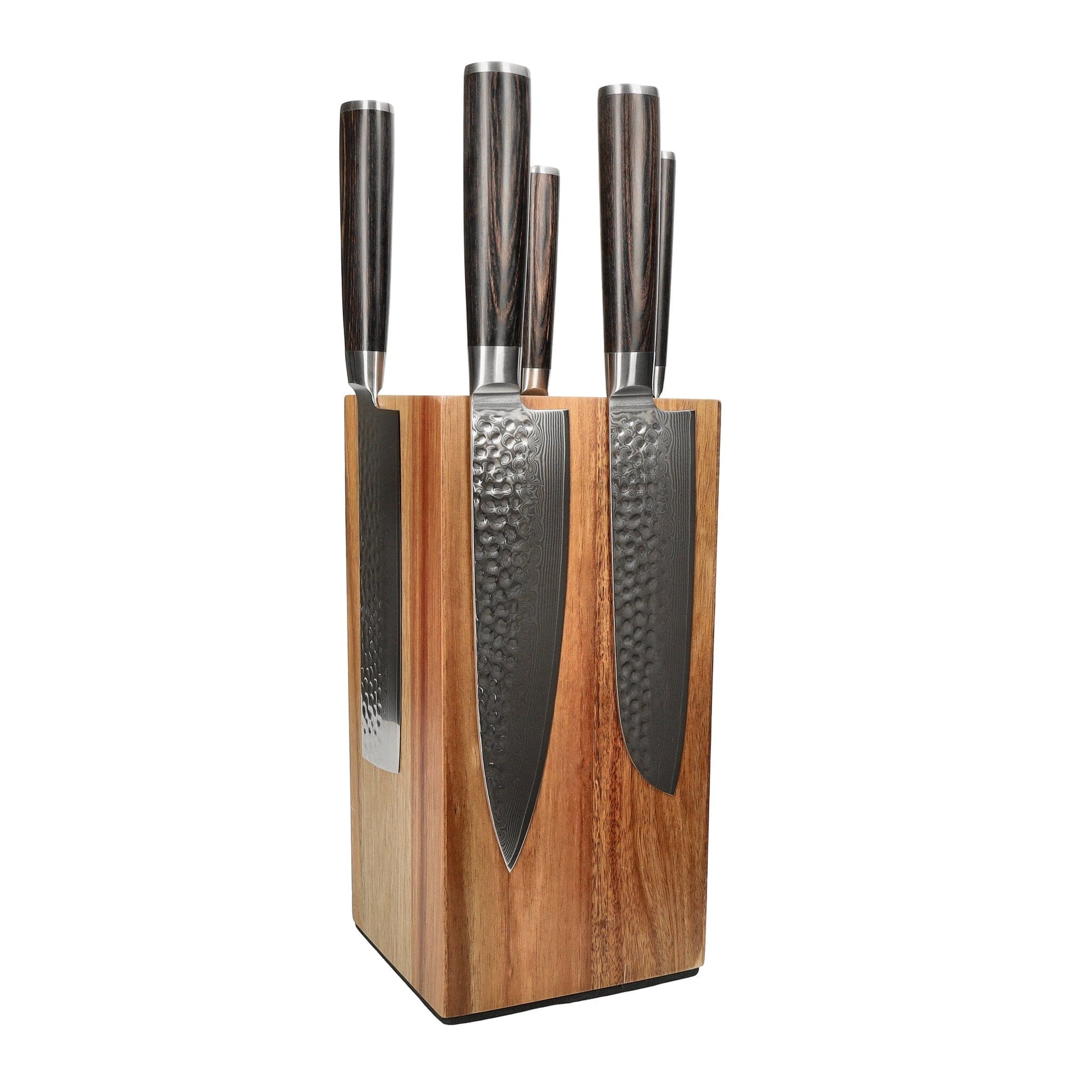 Shinrai Knives - Hammered Damast BR 5-delige Messenset + Messenblok Rotate Messenset met blok Shinrai Knives 