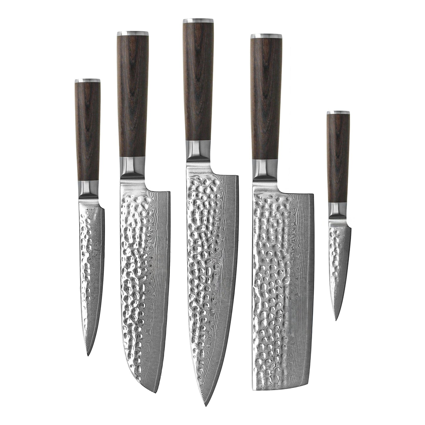 Shinrai Knives - Hammered Damast BR 5-Delige Messenset Messenset Shinrai Knives 