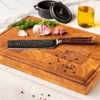 Couteaux Shinrai - Coffret de 2 couteaux en acier inoxydable martelé - Nakiri + Couteau d'office