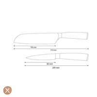 Couteaux Shinrai - Coffret de 2 couteaux en acier inoxydable martelé - Santoku + couteau d'office