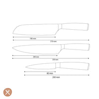 Couteaux Shinrai - Coffret de 3 couteaux en acier inoxydable martelé - Couteau de chef + Santoku + Couteau d'office
