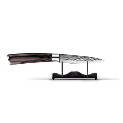 Couteaux Shinrai - Coffret de 5 couteaux en acier inoxydable martelé - Couteau de chef + Couteau à pain + Nakiri + Petit Santoku + Couteau d'office