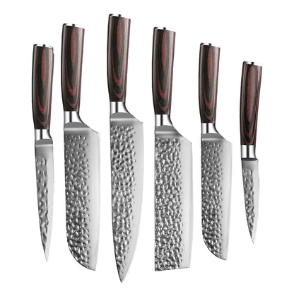 Shinrai Knives - Hammered RVS 6-delige Messenset Messenset Shinrai Knives 