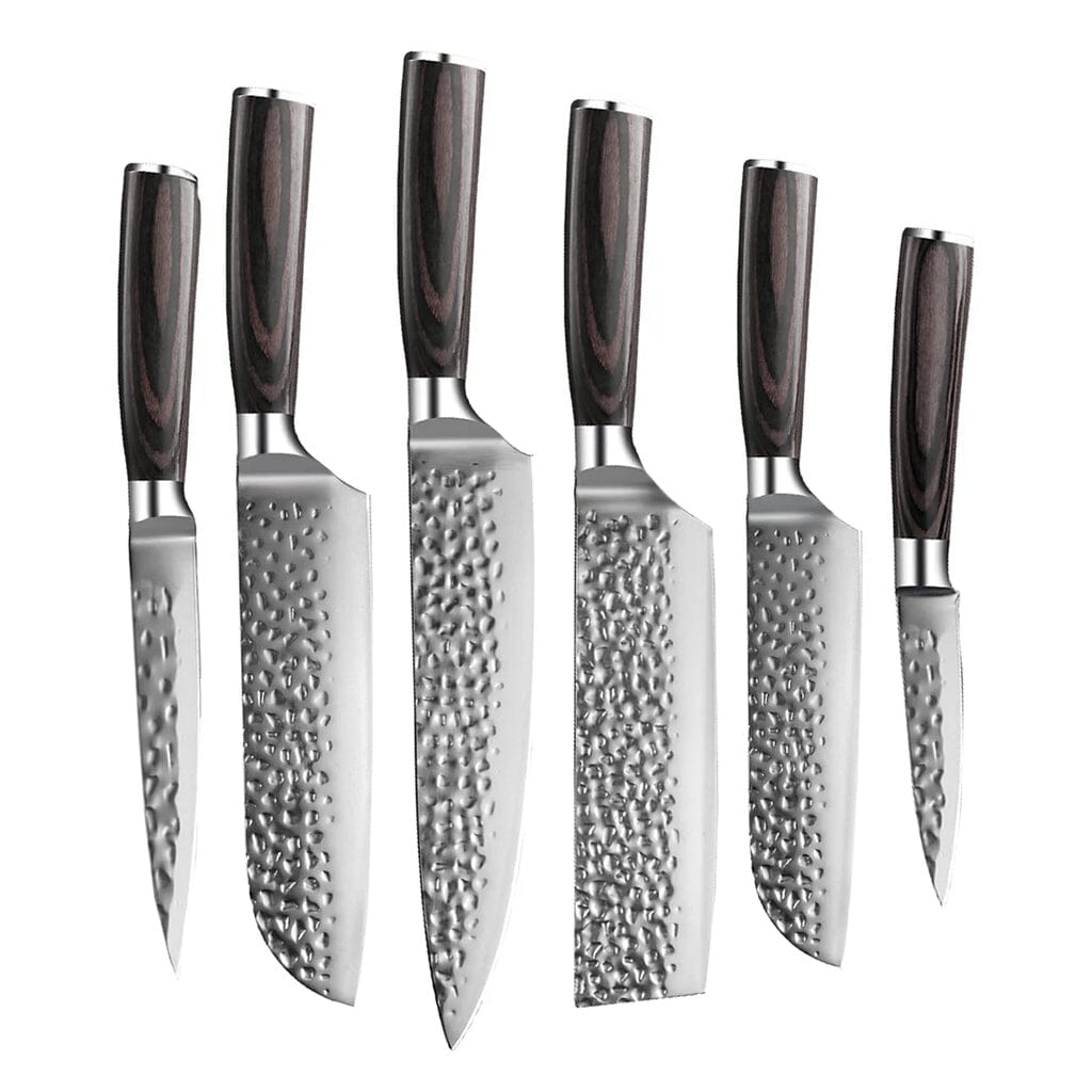 Shinrai Knives - Hammered RVS 6-delige Messenset Messenset Shinrai Knives 