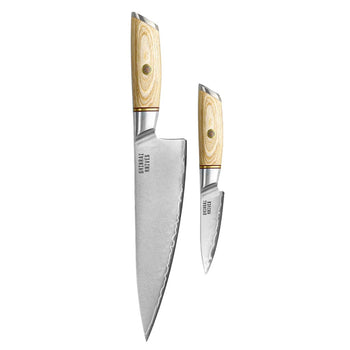 Couteaux Shinrai - Coffret 2 pièces Hikari Damas - Couteau de chef + Couteau d'office