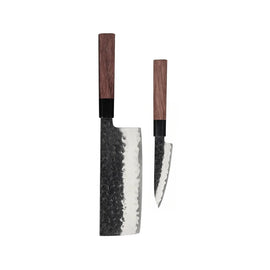 Shinrai Knives - Kurayami 2-delige Damascus Messenset - Nakiri + Schilmes Messenset Shinrai Knives 