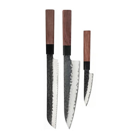 Shinrai Knives - Kurayami 3-delige Damascus Messenset - Koksmes + Broodmes + Schilmes Messenset Shinrai Knives 