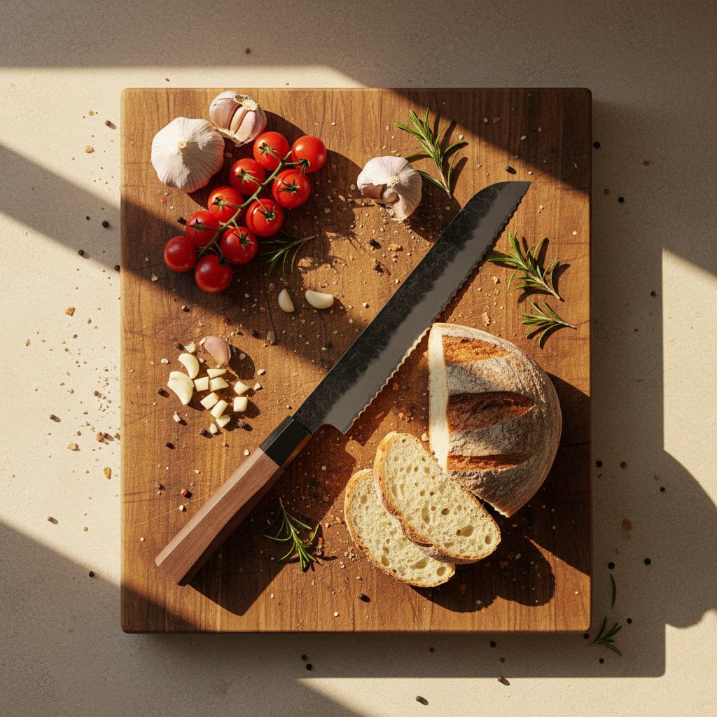 Shinrai Knives - Kurayami Damascus Broodmes 20 cm Broodmes Shinrai Knives 