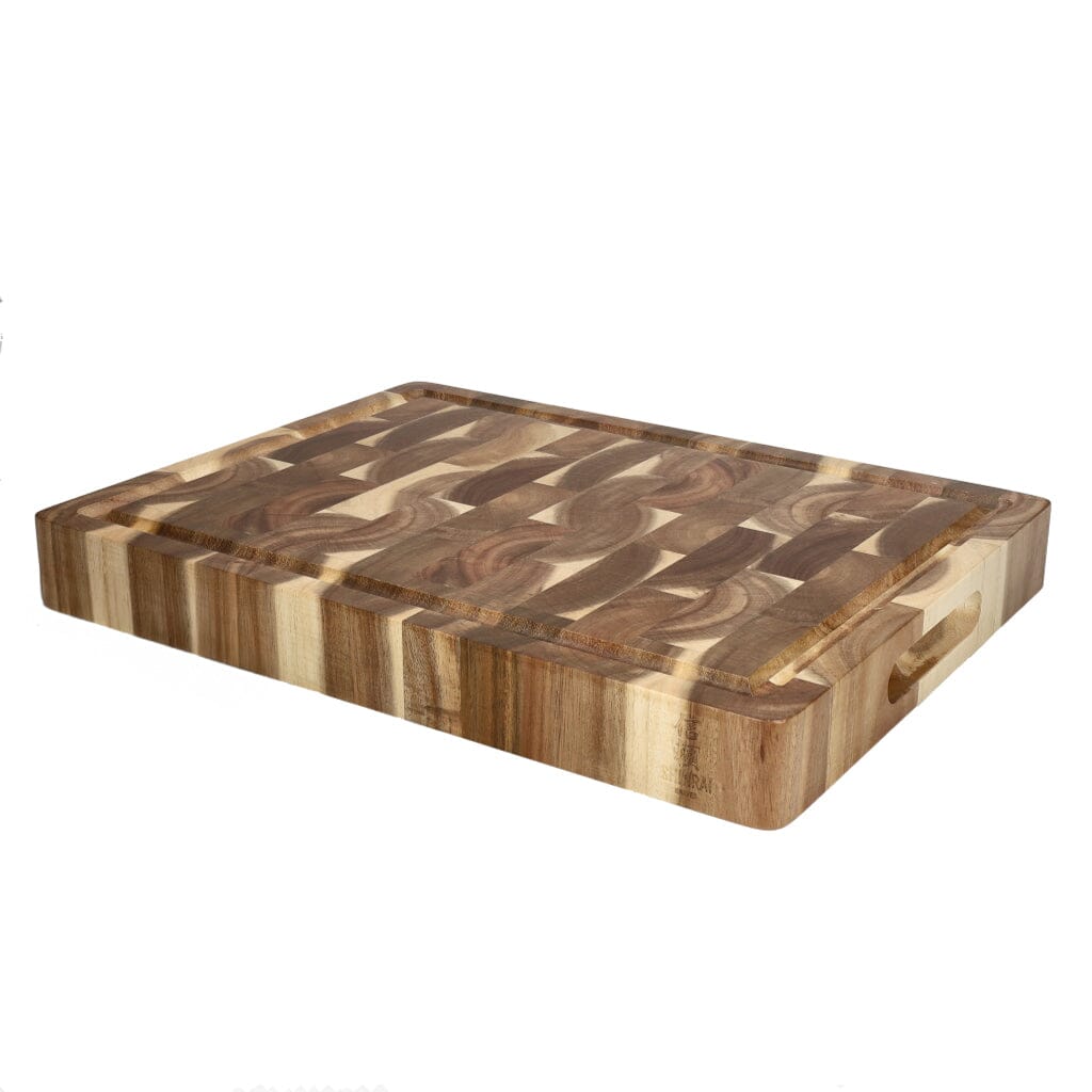 Planche à découper de luxe en bois d'acacia Shinrai Knives (bois de bout) - Ensemble de planches à découper en bois Shinrai Knives