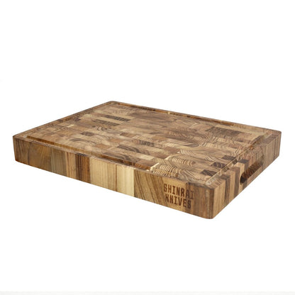 Planche à découper de luxe en teck Shinrai Knives - Bois de bout - Ensemble de planches à découper en bois Shinrai Knives