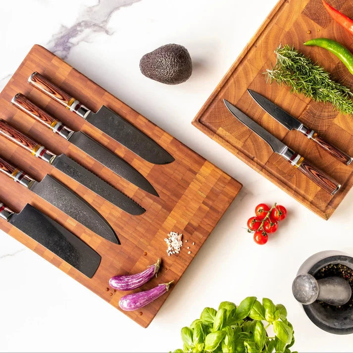 Shinrai Knives - Micarta Jewels 7-delige Messenset + Messenblok Stans Messenset met blok Shinrai Knives 