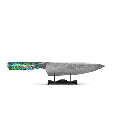 Shinrai Knives - Parelmoer Jewels Damascus Koksmes 20 cm Koksmes Shinrai Knives 