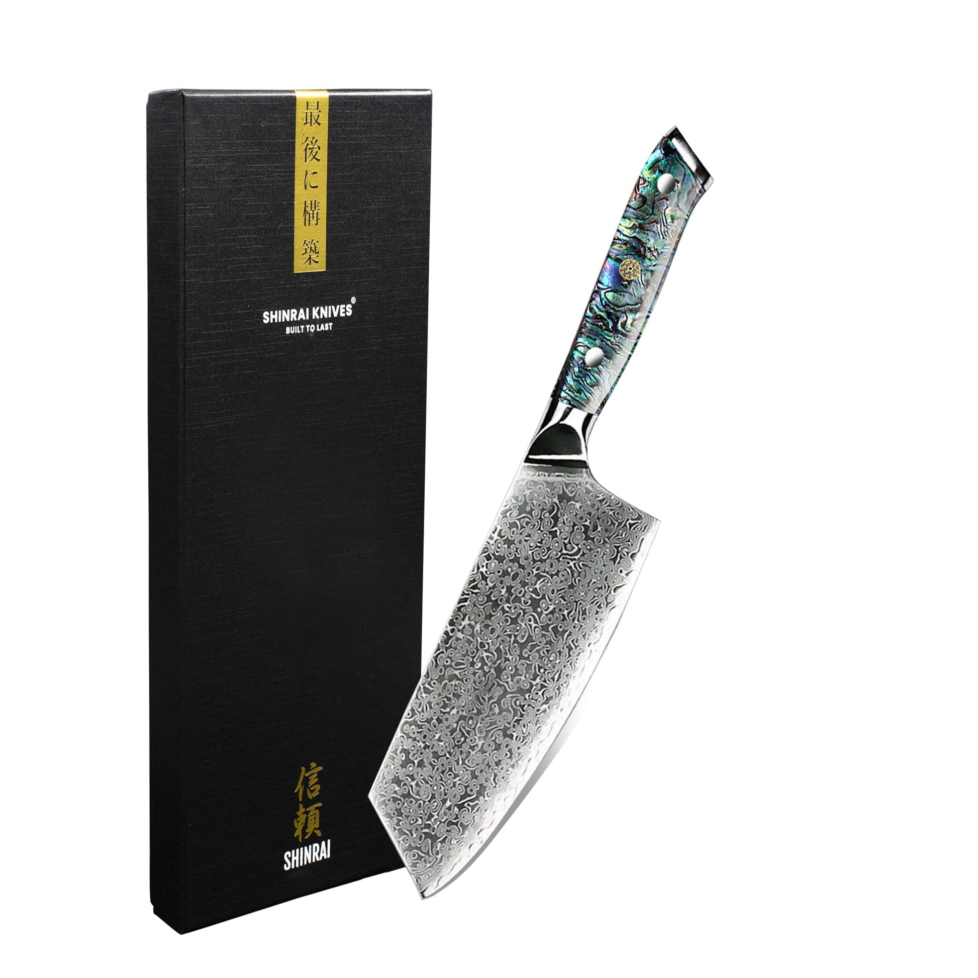 Shinrai Knives - Parelmoer Jewels Damascus Nakiri mes 20 cm Nakirimes Shinrai Knives 