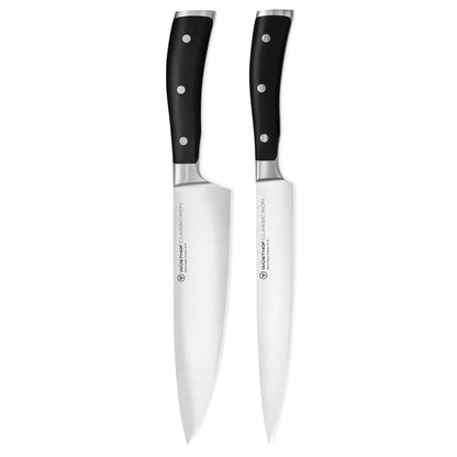 Wüsthof - Coffret de 2 couteaux Classic Ikon - Couteau de chef + Couteau à découper