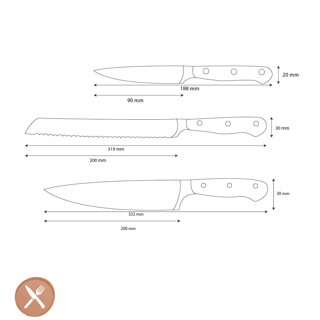 Wusthof - Classic Messenset met Broodmes 3-delig Messenset Wusthof 