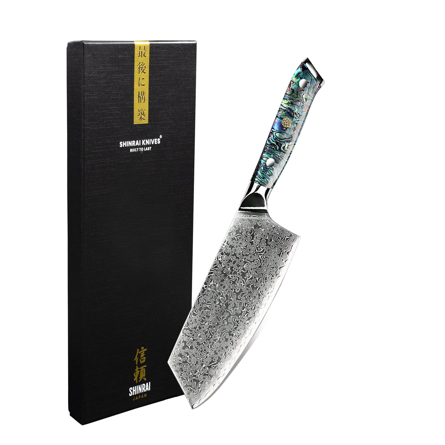 Parelmoer Jewels Damascus Nakiri mes 17 cm Shinrai Japan 