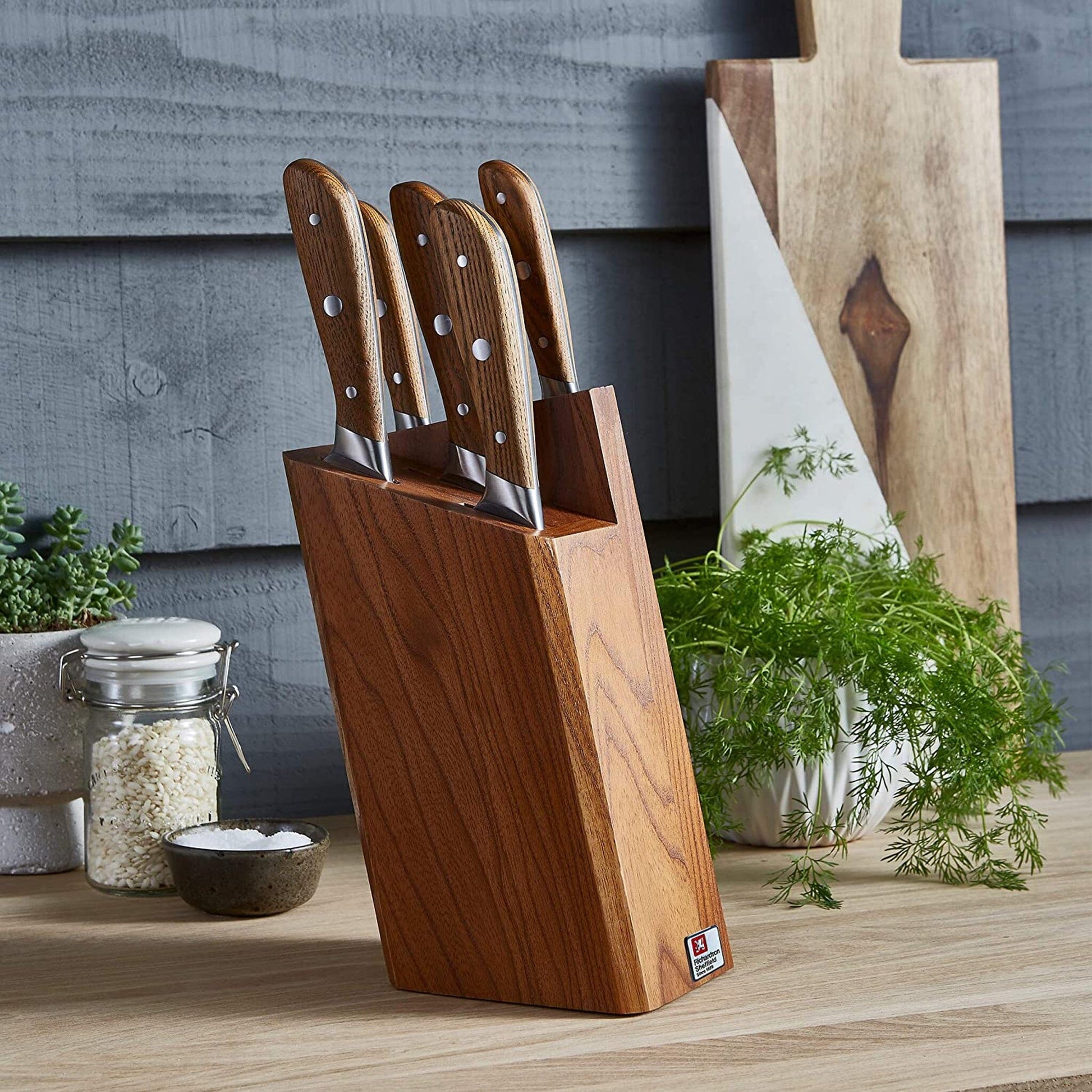 Richardson Cheffield - SCANDI 5 pc knife block - wood Messenset met blok Richardson Sheffield 